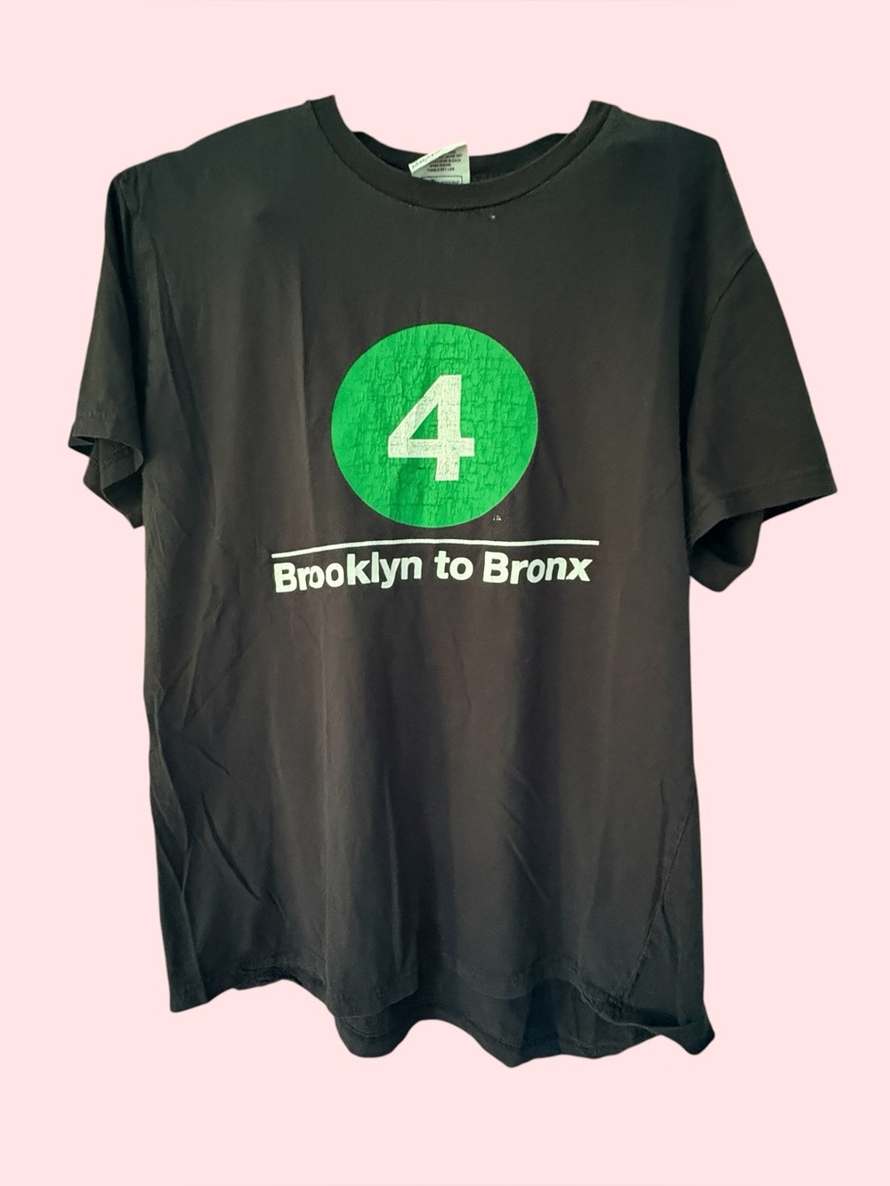 Vintage NYC Subway LineTee Small Black MTA Brooklyn to Bronx 4 Train Kid XL